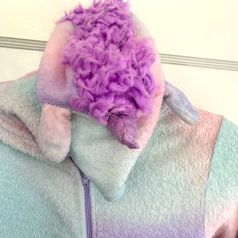 H&M unicorn zip up onesie, girl’s size 8-10 - Picture 3 of 5
